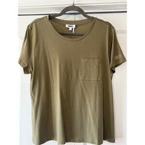 DKNY Sz L NWT Army Green w/Gold Bling Pocket and Monogram Sleeve